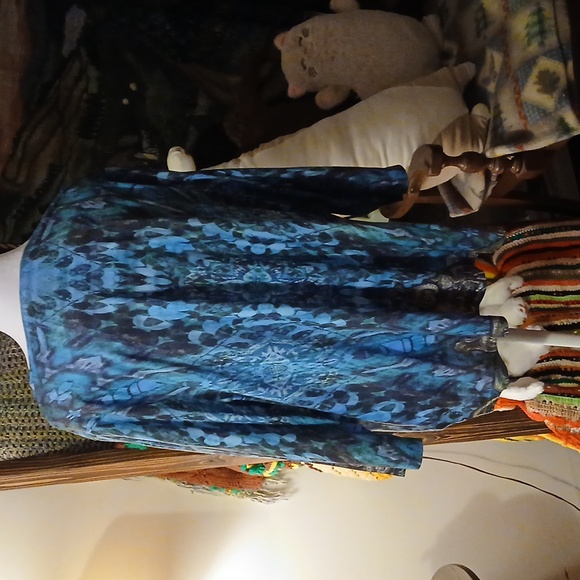 Breckenridge Woman Plus size 2X 3/4 Sleeve Green Boho Print Blouse Top Shirt - Picture 6 of 15